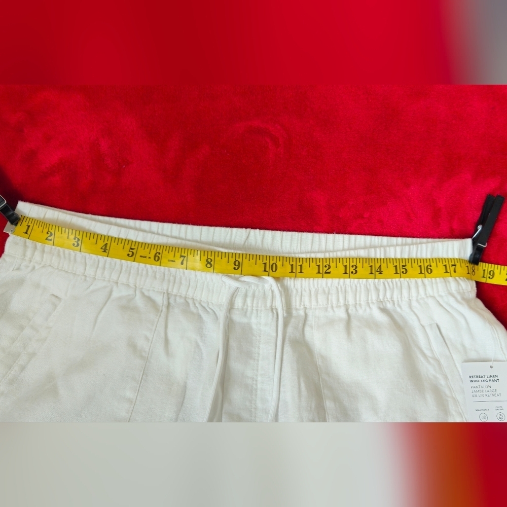 NWT- Athleta White Wide Leg 100% Linen Drawstring Pants - Size XL - Picture 6 of 10